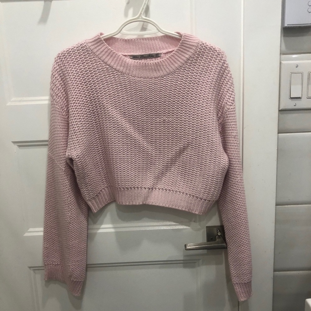pink cropped sweater